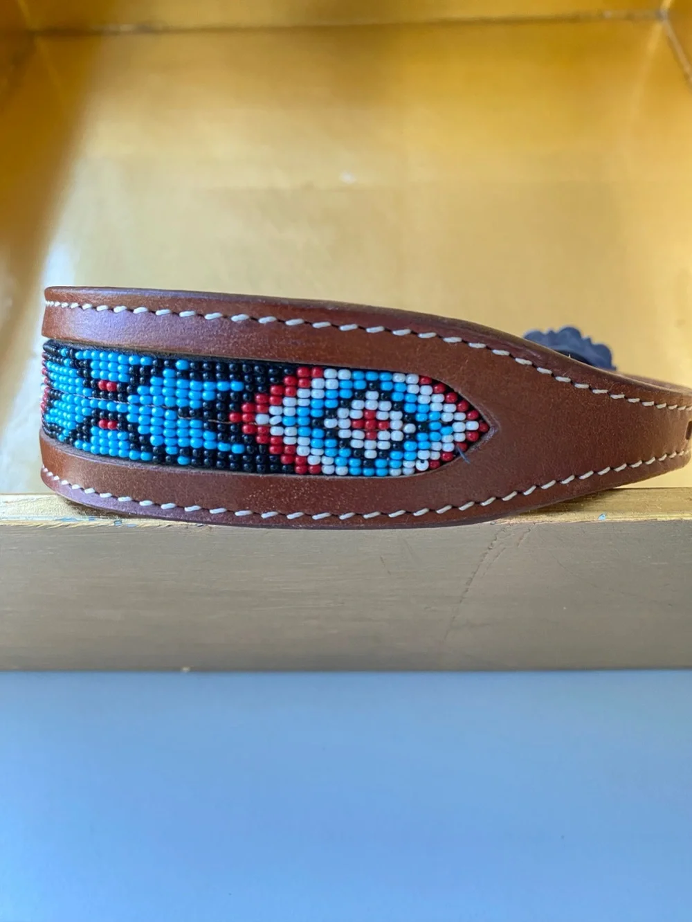 Stunning Beaded Leather Dog Collar by Showman Couture. Size M. NWOT.